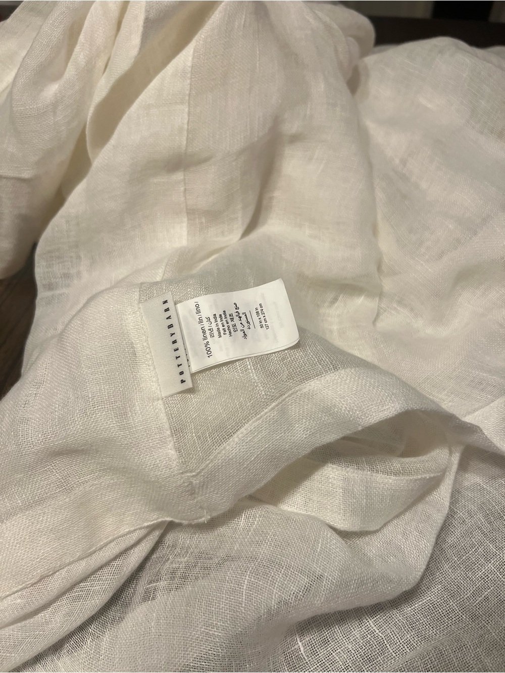 SALE + + Pottery Barn 50x108 Sheer Linen Curtain Panel Ivory